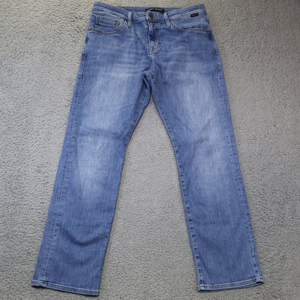 Mavi Matt Relaxed Straight Leg Jeans Mens 33x28 Medium Wash Blue Denim Stretch